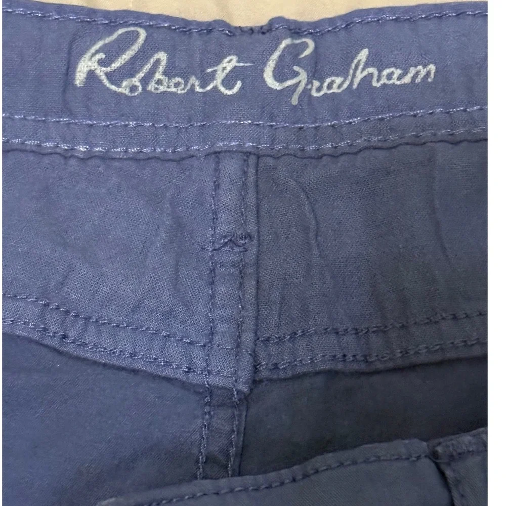 Robert Graham Hagley Pant Navy Blue Cotton Blend Stretch Straight Leg Mens 36